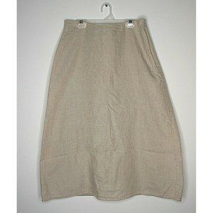 J Jill Linen Skirt 6 Petite Natural Beige Oatmeal Below Knee Midi Length Lined